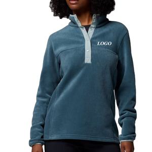 Sweat-shirt pour femmes tendance de style streetwear à manches longues avec col boutonné et logo personnalisé pour les acheteurs en gros, vêtements décontractés à prix avantageux - Product Image 1