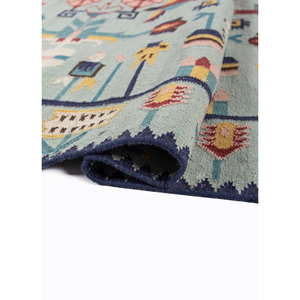 พรมขนสัตว์สีน้ำเงินแบบแบนลายเรขาคณิตสำหรับตกแต่งบ้าน-ADWL-23013 - Product Image 2