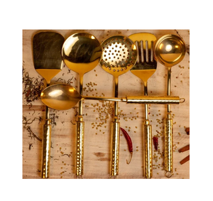 Cuchara de cocina de latón de 6 piezas de calidad superior, juego de cuchara de cocina de oro rústico único para hoteles y restaurantes - Product Image 1