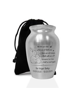 Urna conmemorativa de recuerdo decorativa de acero inoxidable para la pérdida de Niños de urnas plateadas de tamaño personalizado - Product Image 1