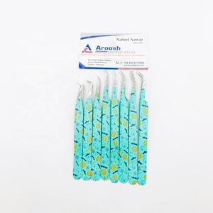 Ensemble de pinces à cils professionnelles de haute qualité avec logo personnalisé, revêtement papier, en acier inoxydable massif, pointe fine pour extensions de cils, PVC - Product Image 2