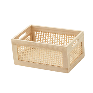 Best Selling Set of 2 Handicraft Rattan Wood <b>Woven</b> Storage <b>Basket</b> Rattan Box High Quality From Vietnam - Product Image 1