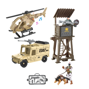 Camión armado perro del ejército 2 soldados figuras de acción militar fuerza especial combate batalla juego policía acción juguete para niños - Product Image 1