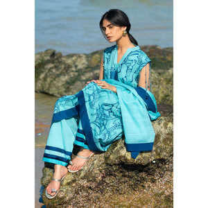 Conjunto de Traje de 3 Piezas para Mujer con Bordado Jacquard y Dupatta de Algodón Leno MJ-52024 - Product Image 5