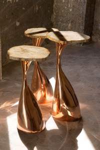 Nueva mesa auxiliar de sofá dorada y tapa de cristal negra nórdica de lujo con tapa de mármol de cristal, mesa de esquina al por mayor - Product Image 4