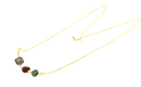 Collier chaîne de puissance plaqué or 24 carats avec pierres précieuses brutes naturelles au design unique, cristal de guérison, pierre de naissance, bijoux pour femmes et filles