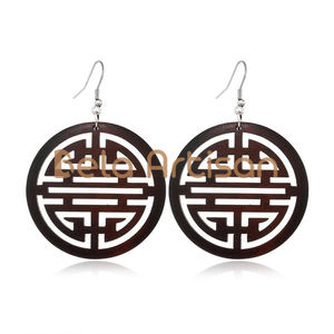 Pendientes de madera de mandala al por mayor, pendientes ligeros hechos a mano para minoristas y exportadores - Product Image 3