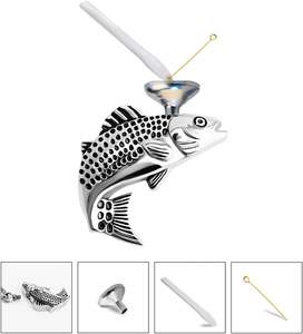 silver cross fish engraving Urn Cremation Necklace for Ashes Urn for Human Ashes in Loving <b>Memory</b> Dad Fishing <b>Locket</b> Custom Size - Product Image 5