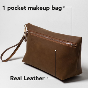 กระเป๋าเครื่องสำอางหนังแท้ส่วนตัวสไตล์อินเดียกระเป๋าเครื่องสำอางหนังนิ่มสำหรับผู้หญิงกระเป๋าจัดระเบียบการเดินทางสไตล์คลัทช์ - Product Image 2