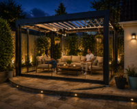 Casas Modernas de Paneles Sándwich con Cerramiento de Vidrio, Casa Prefabricada con Patio, Espacio de Vida al Aire Libre, Diseño Rectangular Impermeable