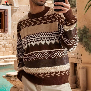 Suéter de punto de Cachemira de lana para exteriores de invierno transpirable informal con logotipo de diseño personalizado para hombre - Product Image 4