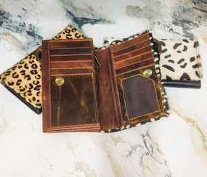 Caliente bohemio Vintage moda mujer Real hecho a mano Delgado Bifold cuero cremallera embrague cartera Animal estampado piel elegante Bakal bolsa - Product Image 4