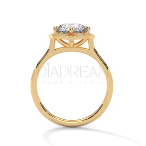 Anillo de bodas de plata de ley 925 Halo Original de diamante cultivado de corte redondo de calidad superior para mujer para fiestas - Product Image 5