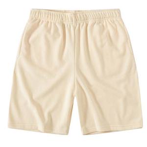 Pantalones cortos cómodos de lana de algodón 100% de Color sólido de peso ligero para hombre, pantalones cortos de verano de talla grande con cordón de calle alta de estilo 2024 para hombre - Product Image 1