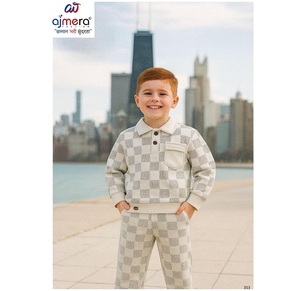 Ajmera Boys Velour Sweatshirt <b>Jogger</b> Set <b>Brown</b> Cartoon Print Stylish Casual Winter Wear Comfortable Kids Outfit - Product Image 1