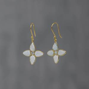 Boucles d'oreilles pendantes en forme de pétale d'aigue-marine pour filles et femmes en argent sterling 925 avec motif sculpté en or aqua pour fêtes et cadeaux - Product Image 5