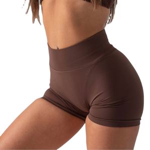 Shorts Deportivos de Mujer de Buena Calidad, OEM Personalizado, Cintura Alta, Sin Costuras, Tejido de Punto, Pantalones de Yoga Regulares, Shorts Transpirables Sólidos - Product Image 1