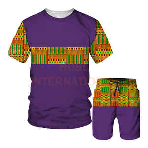 Camiseta con estampado 3D de Dashiki africano para hombre, pantalones cortos, chándales, traje de verano de manga corta para hombre, trajes personalizados populares, conjuntos de talla grande para hombre - Product Image 5