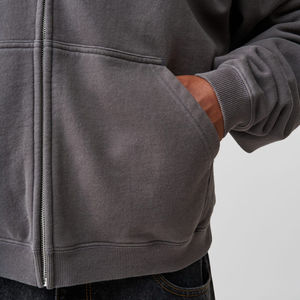 Sweats à capuche zippés pour hommes personnalisés, 100% coton, col à capuche, poids lourd 500GSM, style ample, streetwear tendance, service OEM - Product Image 4