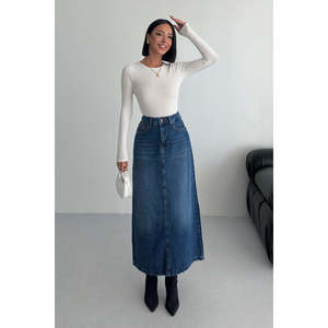 Jupe longue droite en jean - Product Image 2