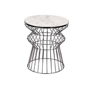 Table d'appoint circulaire moderne avec plateau blanc et base en métal doré Table d'appoint minimaliste pour la maison ou le bureau - Product Image 2