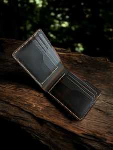 Elegant Handmade Genuine Leather Bi-Fold <b>Wallet</b> <b>Slim</b> RFID Blocking Purse with Custom Logo Open Short Foldable BFW-0125 - Product Image 4