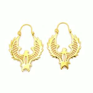 Pendientes de Aro con Diseño de Águila Tribal, Joyería Boho de Latón para Mujer, Chapados en Oro de 18k, Tema Animal, Venta al Por Mayor - Product Image 1