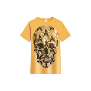 T-shirt en cuir synthétique avec crâne brillant en strass et boucle en métal robuste - Product Image 4