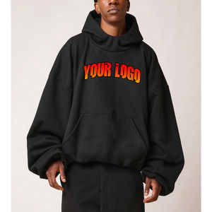 Hip Hop sudaderas con capucha de gran tamaño de los hombres Streetwear Baggy Fit Pullover Elástico Hem Streetwear Algodón Fleece Moda Sudadera con capucha de gran tamaño - Product Image 3