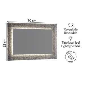 กระจกห้องน้ำดีไซน์อิตาลี Koricini รุ่น Graniglia Glass Fuso สี Ghiaccio พร้อมไฟ Backlit ขนาด 90x62 ซม. สำหรับโต๊ะเครื่องแป้ง - Product Image 2