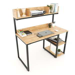 Modern Design Rubberwood Standing <b>Study</b> <b>Desk</b> with Bookshelf 120x60x128(cm) Durable FD68045 for Home Office - Product Image 1