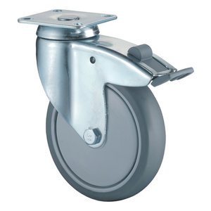 Swivel Caster Furniture Casters Total <b>Lock</b> <b>Wheel</b> 125 mm Diameter 100 kg Load Capacity Ball Bearing Grey Rubber BS Casters - Product Image 3
