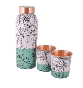 Bouteille en cuivre à l'aspect naturel avec impression aquatique, bienfaits ayurvédiques pour la santé et couvercle anti-fuite – Articles artisanaux indiens - Product Image 6