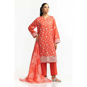 Traje Casual de 3 Piezas para Mujer, Color Naranja, Bordado, para Verano - Product Image 1