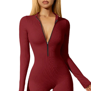 High Quality Custom Colors Half Zipper One Piece Playsuit For Women's Custom new Design Casual <b>Gym</b> Yoga <b>Bodysuit</b> For Ladies 2026 - Product Image 5