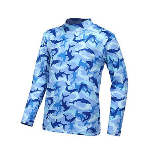 Upf 50 + Sun Clothing Vêtements de sport en polyester à manches longues Chemises de pêche pour hommes Impression par sublimation Prix bon marché Conception personnalisée - Product Image 2