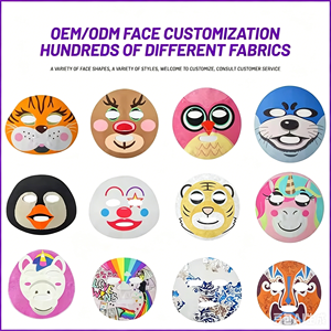 Mascarilla Facial Negra Y154-20 con Diseño Personalizado, Estampado Divertido de Animales y Dibujos Animados, Tela de Fibra Vegetal, Cuidado de la Piel - Product Image 3