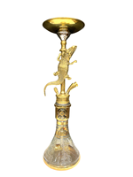 Chicha de luxe Farida en laiton massif égyptien finition miroir – Chicha de table artisanale haut de gamme en forme d'animal, exclusive et limitée