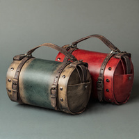 Sac baril en cuir véritable pour femme, sac à bandoulière unisexe, mode, portable, avec fermeture éclair, broderie florale et perles