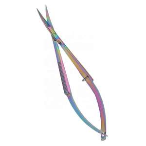 Tijeras de manicura de acero inoxidable con resorte de micropunta profesional, cuidado de la belleza, embalaje ecológico negro azabache para artesanía de recorte de pestañas - Product Image 6