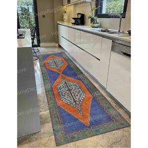 Tapis imprimé motif Kilim : Décoration antique, turc, petit format, cadeau, salon, avec poils doux - Product Image 3