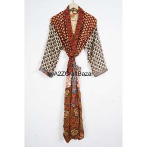 Kimono Japonés Vintage Hecho a Mano, Bata de Seda para Mujer, Estilo Bohemio, Lujoso, Suave, Transpirable, Largo, Chaqueta de Verano para Boda, Bikini - Product Image 6