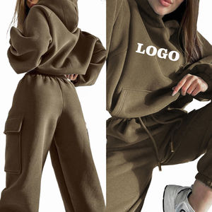 Vente en gros OEM de survêtements personnalisés pour femmes, tenue de jogging de haute qualité, survêtement respirant à capuche pour femmes - Product Image 2