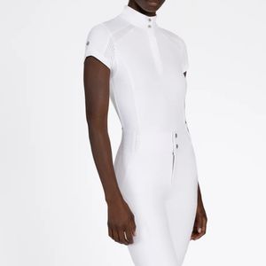 Chemise équestre ventilée pour femmes manches courtes coupe extensible vêtements personnalisés en vrac en gros couche de base haut chemises d'équitation - Product Image 6