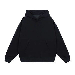 Sudadera con capucha de lana bordada de color sólido de primavera y otoño personalizada para hombres Top de pareja versátil de gran tamaño con bolsillo - Product Image 1