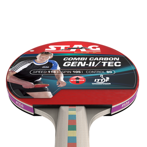 Raquette de tennis de table professionnelle Stag Iconic Combi Carbon Gen 2 avec étui, matériau en bois et caoutchouc, base en fibre de carbone - Product Image 4