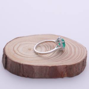 IGI Certified Round Cut Emerald Halo Diamond <b>Ring</b> in 9K White / Rose & Yellow Gold - Product Image 5