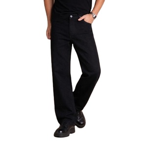 Jean en denim noir tendance pour homme, coupe droite moderne, jambe large, écologique, respirant, délavé, style vintage, tailles 26 à 40 - Product Image 2