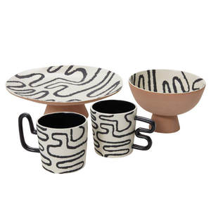 Vente en gros Nouveau design de présentoir à gâteaux en métal émaillé imprimé Support de service en bois pour tasses à dessert et gâteaux Support de service pour autres collations - Product Image 3