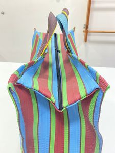 Venta al por mayor de bolsas de la compra ecológicas de nylon reciclado PP tejido a rayas plástico Handloom mercado de la India reutilizable sostenible - Product Image 3
